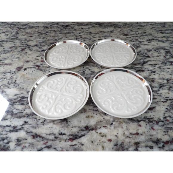 Lenox Coasters Seville Collection Platinum Trim 4" Set of 4 - Picture 2 of 6
